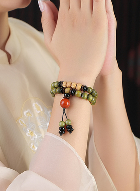 极速天然绿檀木手串手持李莲花手链佛珠情侣学R生盘玩文玩檀香男