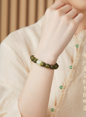 极速绿檀手串女国风转运珠和田玉沉香盘玩檀木文玩V手串男檀香佛