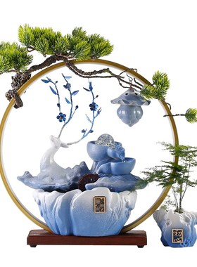 极速流水摆件招财创m意循环水家居客厅玄关生财鹿装饰品乔迁新居