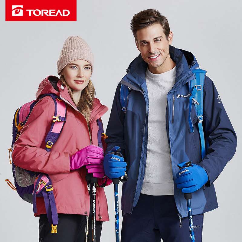 极速探路者冲锋衣k男女户外冬季三合一登山服可拆卸加绒加厚新款