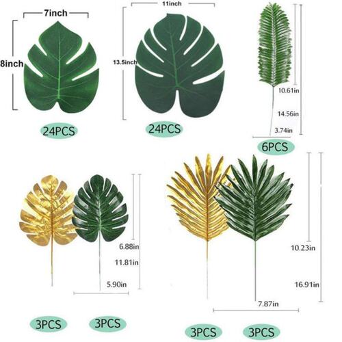 新品66pcs Artificial Palm Leaves TropicalL Faux Monstera Lea