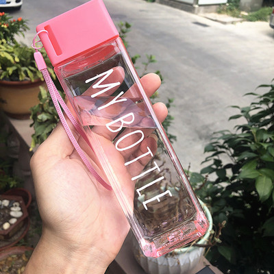 极速Water Bottles 500mrl Transparent Square Plastic Matte Wa