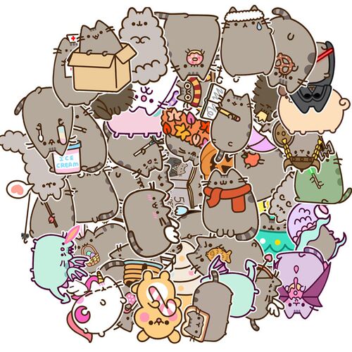 极速50pcs Kawaii Chunky Cat Stickers Cute DecoRrative Statio