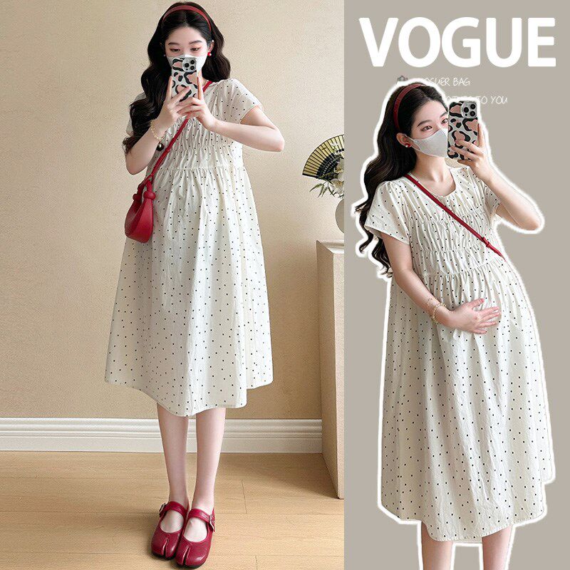 新品孕妇装夏装2025新款连衣裙夏季薄款波点P娃娃裙小个子宽松显