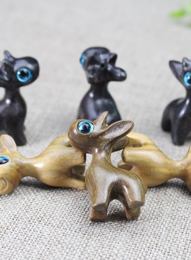 极速厂家直销黑檀绿檀小摆件vDIY手机链钥匙扣挂件木雕工艺品一鹿