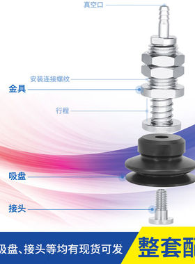 极速机械手配件气立可款真空吸盘金u具PBFS-06/15/20/30/40/50工