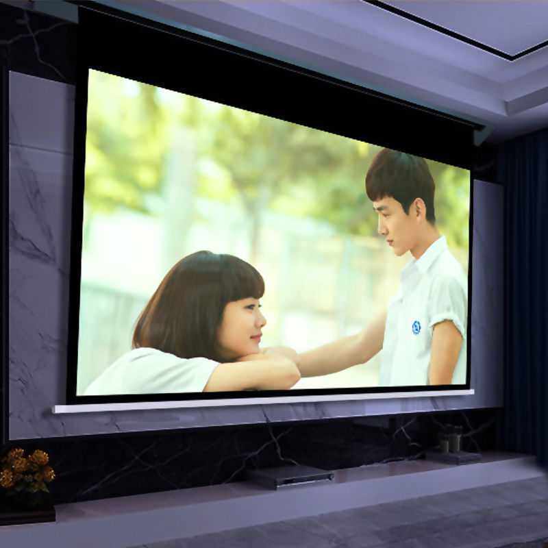 极速嵌入式天花幕隐藏投影幕布家用高清H电动遥控升降悬吊式天花