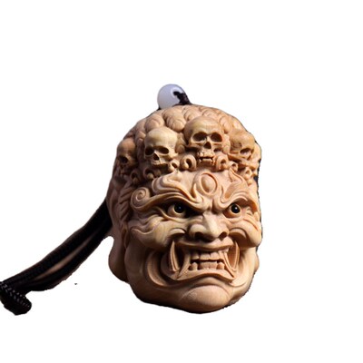 新品小叶黄杨木不动明王盘玩物件男E士随身把玩文玩手把件挂件木