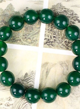 极速厂家直销绿h玛瑙手串12圆珠玉石饰品单圈男女情侣手链佛珠念