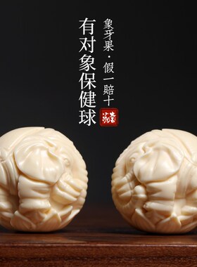 新品象牙果有对象保健球手工实木雕刻乖萌L可爱大象圆球文玩手把