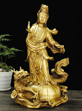 新品纯铜观音菩萨摆件自在观w音佛像御龙观音净瓶柳枝观音家用供