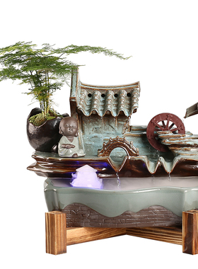 极速禅意新中式流水生财摆件家居A饰品办公室桌面客厅玄关流水景