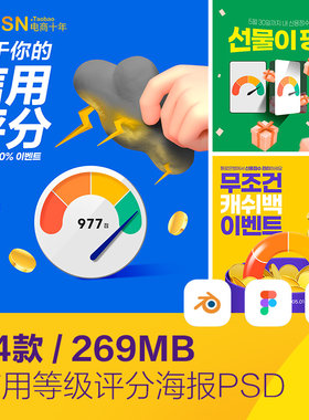 创意商务金融客户信用等级评分宣传海报psd分层设计素材D2292701