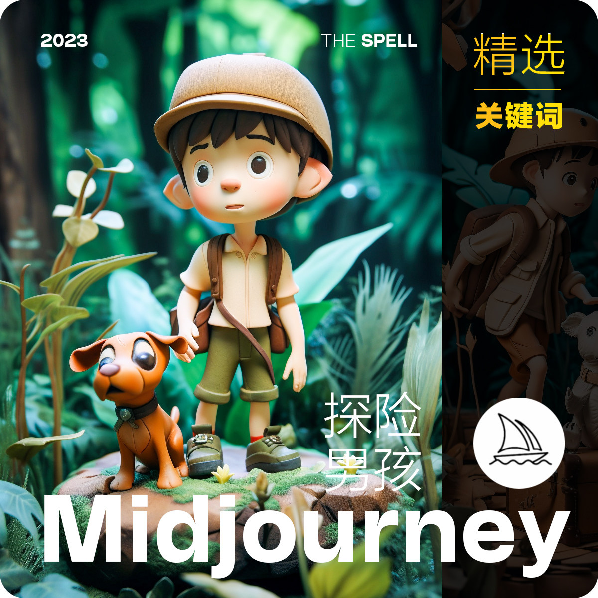 丛林探险男孩卡通头像midjourney精选描述句子关键词素材d2332702