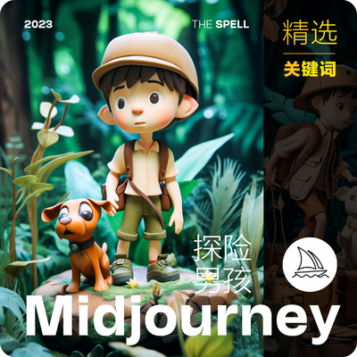 丛林探险男孩卡通头像midjourney精选描述句子关键词素材D2332702