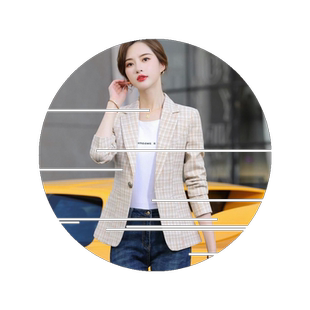 2026新款潮网红修身女士韩版小西装短款格子外套女春秋季百搭女装