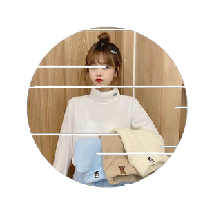 摇粒绒保暖内搭打底衫女韩版学生长袖秋冬半高领加绒加厚紧身上衣
