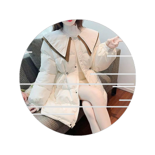 加厚爆款韩系小个子海军领羽绒棉服女中长款收腰娃娃领冬季外套潮