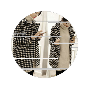 矮个子毛呢外套女2025秋冬装新款韩版千鸟格子大码中长款呢子大衣