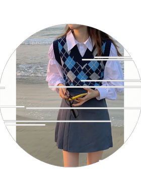菱格v领针织马甲背心美式复古女