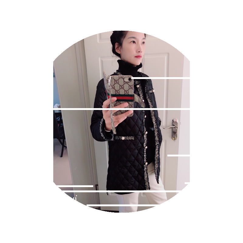 2025秋冬季外套女百搭夹棉显瘦菱形棉服中长款小香风时尚轻薄棉衣