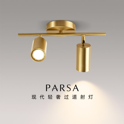 帕莎黄铜led射灯家用客厅轻奢玄关过道衣帽间轨道吸顶明装天花灯