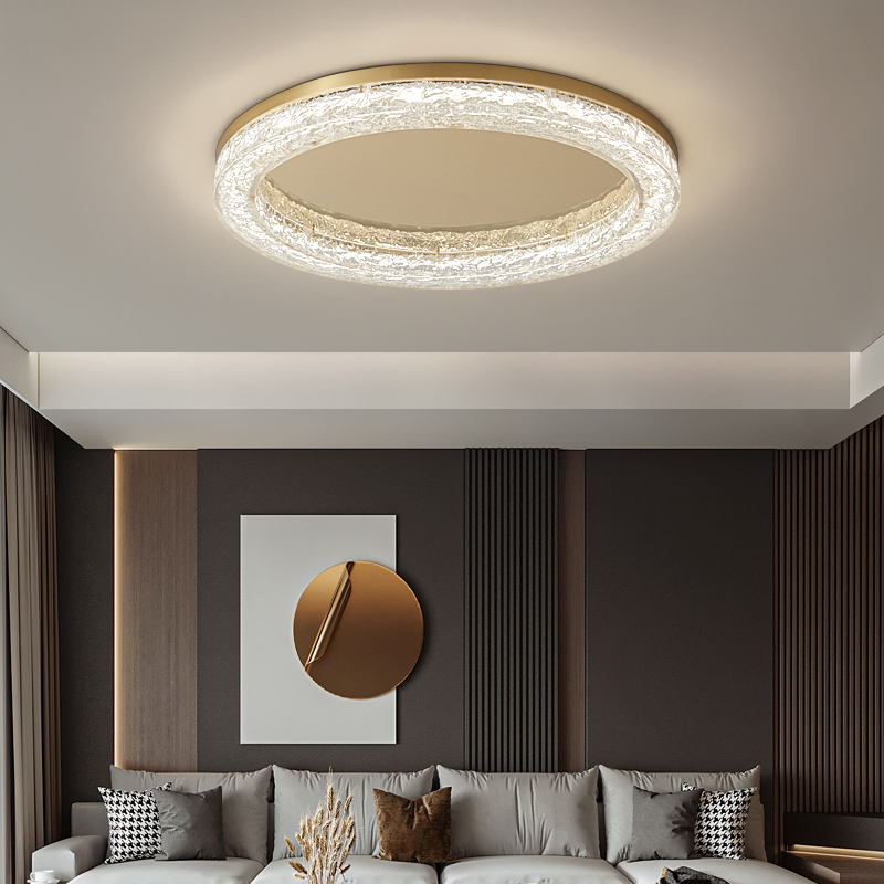 帕莎 全铜卧室吸顶灯高端大气客厅灯现代轻奢圆形树脂房间吸顶灯