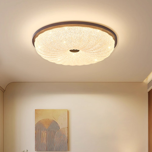 帕莎 卧室吸顶灯 中古风胡桃木纹护眼吸顶灯儿童房灯主卧灯具