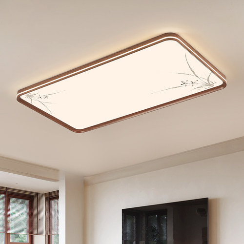 帕莎 客厅吸顶灯 新中式卧室吸顶灯中古风胡桃木兰花客厅书房灯具