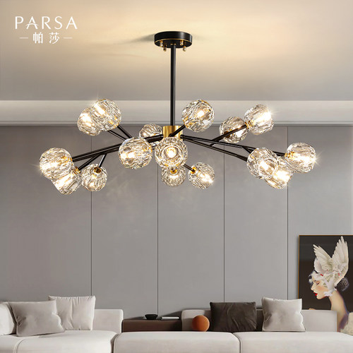 帕莎全铜铜后现代卧室水晶吊灯