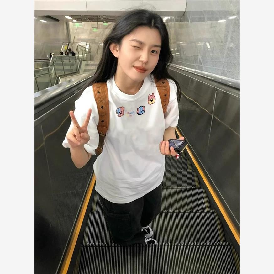 短袖t恤女2025新款爆款夏季纯棉卡通印花设计感小众美式半袖上衣