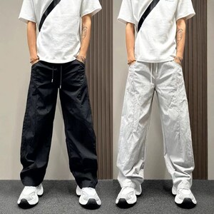 探奇客品质男装夏季新款男士休闲裤潮流宽松透气直筒工装裤弯刀a1