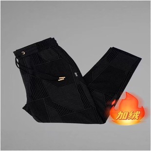 欧关男裤高档纹理感提花卫裤秋冬男士加绒加厚休闲裤束脚工装a15