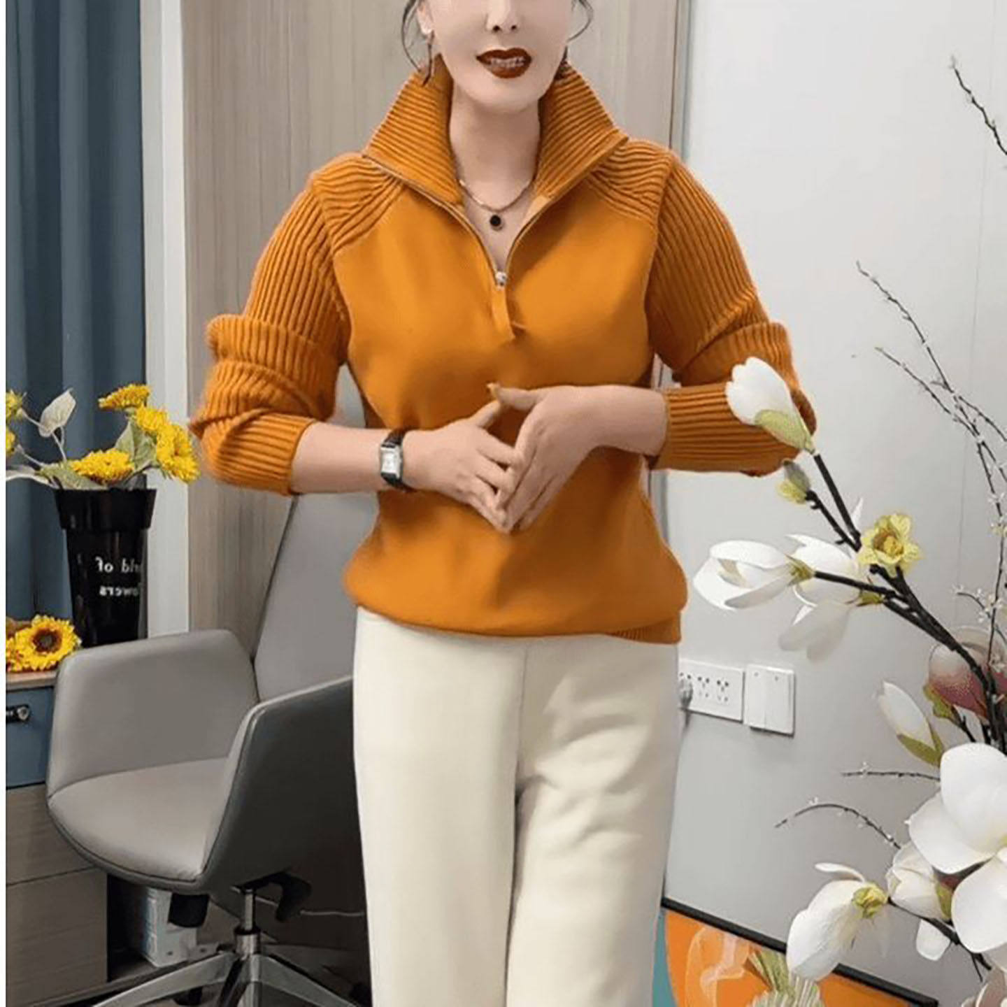 闵潇女装半拉链拼接针织打底衫女士高领纯色毛衣秋冬显瘦加厚上衣,女装/女士精品,大码内搭,淘宝优惠券,粉丝福利购,淘宝优惠卷