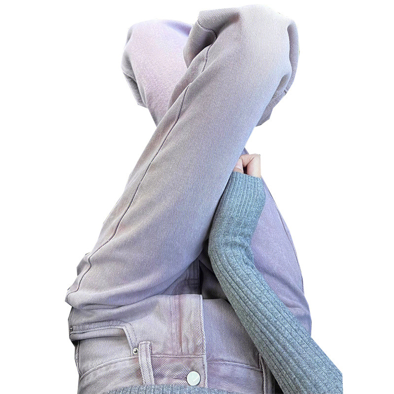 AMERICAN RETRO DISTRESSED PURPLE STRAIGHT-LEG JEANS WOMENS AUTUMN HIGH-WAISTED SLIM FASHION CASUAL AND VERSATILE WIDE-LEG TROUSERS