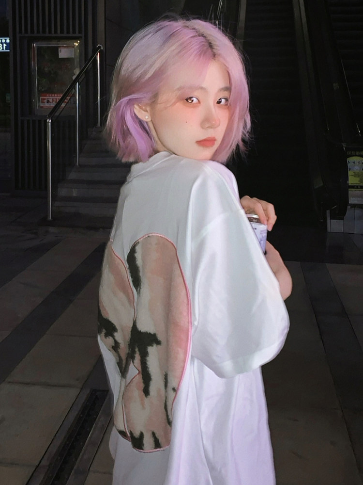 SUMMER INS SUPER HOT HARAJUKU STYLE ROUND NECK T-SHIRT FEMALE INTERNET CELEBRITY NEW TEMPERAMENT WHITE SWEET LOOSE SHORT-SLEEVED TOP TIDE