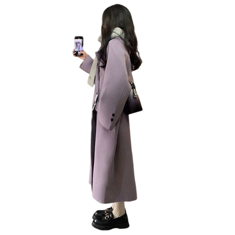 KOREAN VERSION FASHION HIGH-END TEMPERAMENT COAT JACKET WOMENS WINTER LOOSE THIN SMALL LONG CARDIGAN TOP TREND