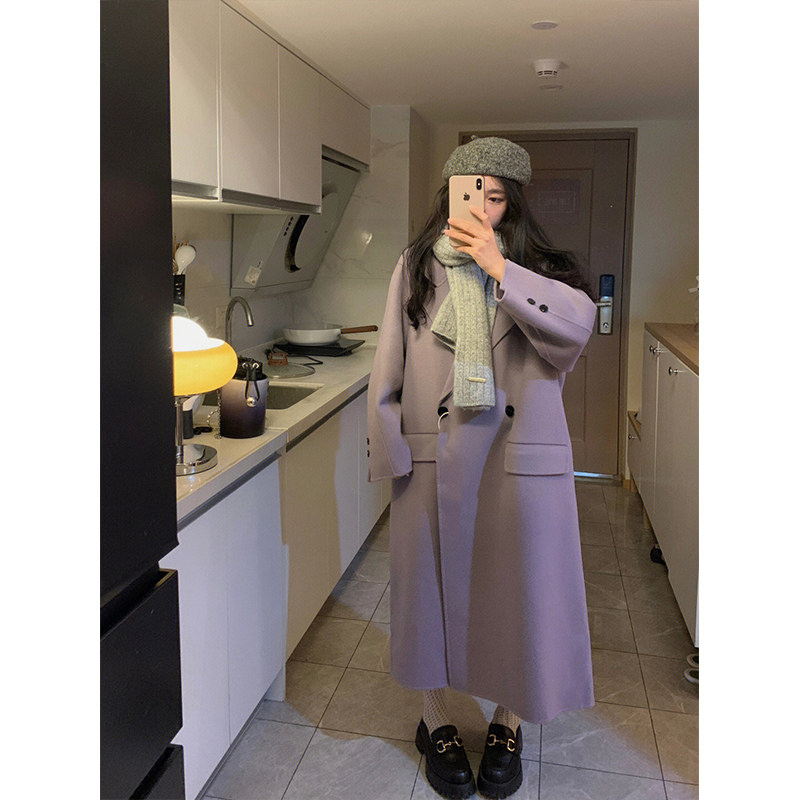 KOREAN VERSION FASHION HIGH-END TEMPERAMENT COAT JACKET WOMENS WINTER LOOSE THIN SMALL LONG CARDIGAN TOP TREND