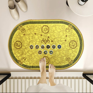 新中式 椭圆形入户门专用地垫进门防滑脚垫七星九运过门纳福地毯