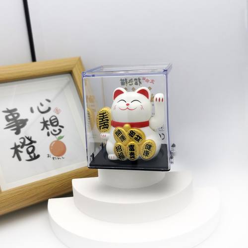 2025xq可爱太阳能招财猫自动招手摆件汽车摆件办公桌面发财猫装饰