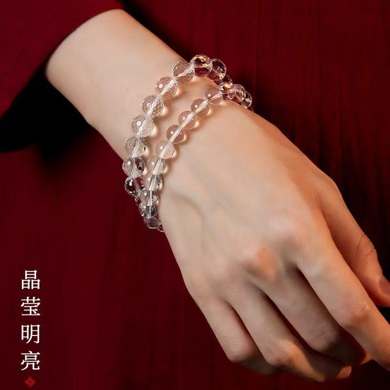 2025爆款白水晶手串超净体招财转运原矿男女款多圈切面佛珠串珠手
