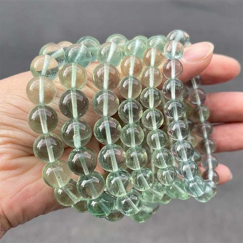 2026水晶7A天然绿萤石串珠手链女简约半成品圆珠手串散珠厂家直销