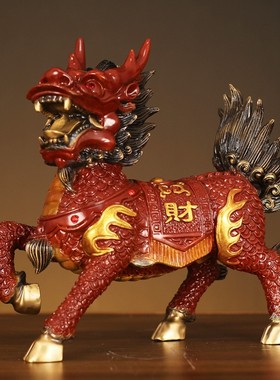 2026招财麒麟摆件一对客厅办公室玄关酒柜送子旺财纳福麒麟开业礼