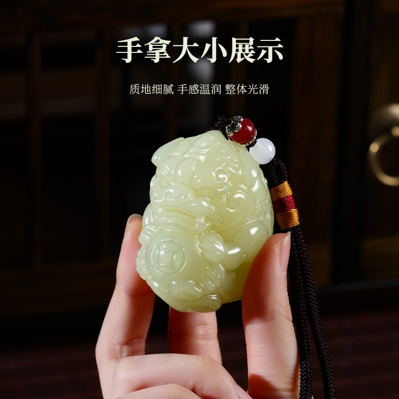 2025天然青玉貔貅手把件吊坠文玩把玩盘玩手盘手玩古玩皮丘手玩件
