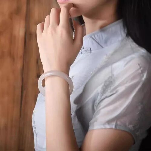 2026天然玉髓手镯国风白月光荔枝冻冻冰透玛瑙手镯高冰种女新中式
