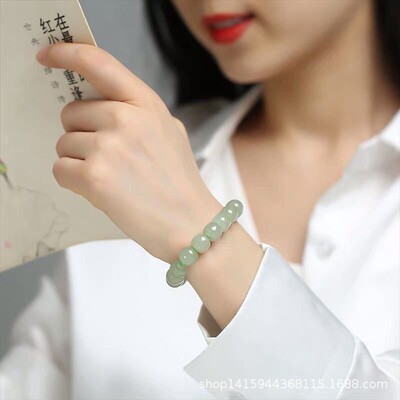 2026名品都水晶 天然和田玉且末蓝老型珠手链 厂家直销