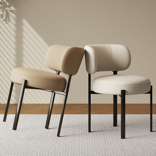 意式极简轻奢餐椅奶油风家用简约现代设计师椅子酒店化妆凳靠背椅