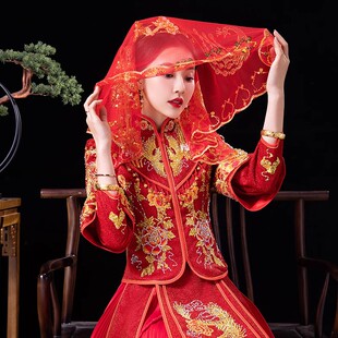 结婚用品大全新娘子大红蒙头纱巾盖头 头纱披肩 新娘嫁妆婚庆道具