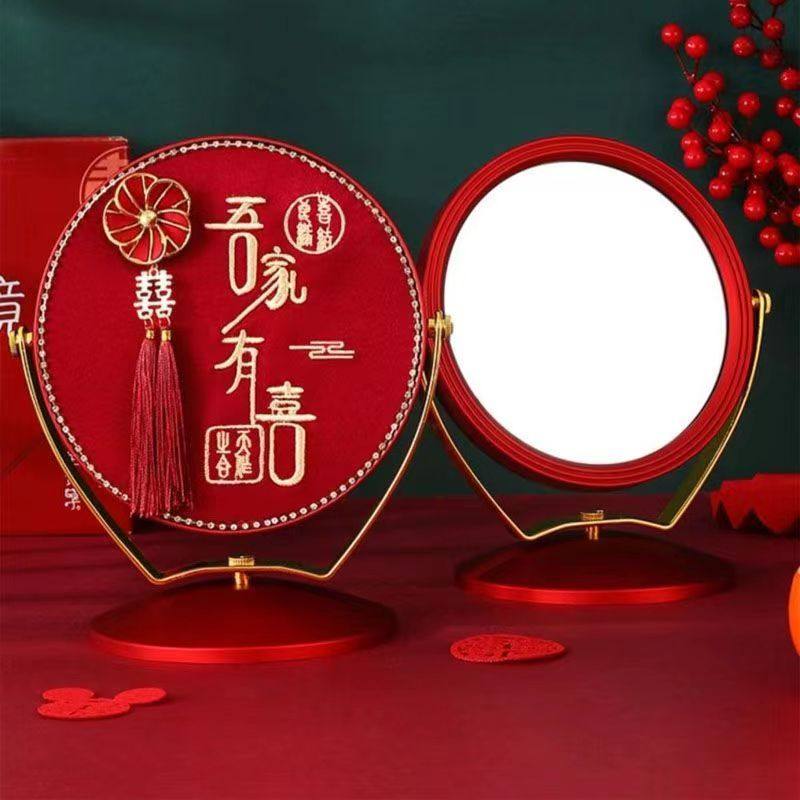 结婚陪嫁镜子一对新娘女方嫁妆红色化妆镜梳子套装备婚用品大全,节庆用品/礼品,陪嫁用品套装,淘宝优惠券,粉丝福利购,淘宝优惠卷