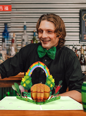 圣帕特里克节3D立体贺卡St. Patrick Day绿色小卡片明信片